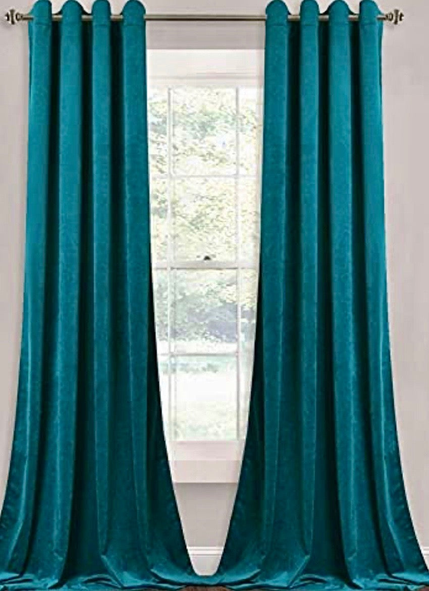 Blackout Velvet Curtain Panels - Teal