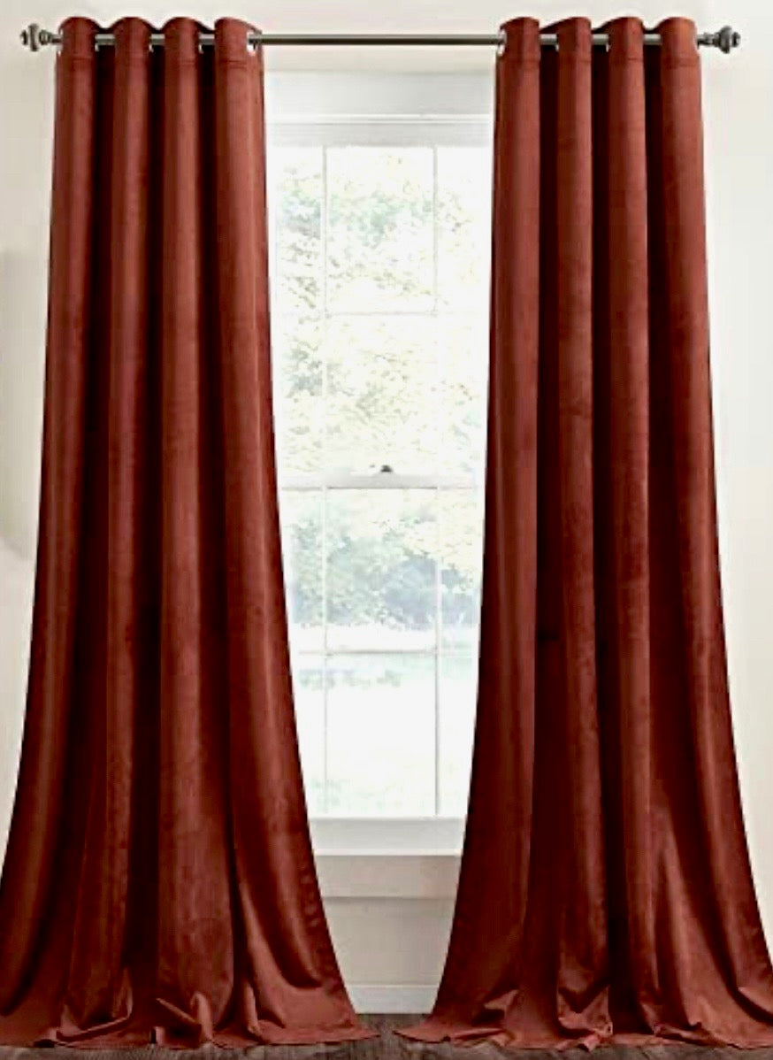 Blackout Velvet Curtain Panels - Rust