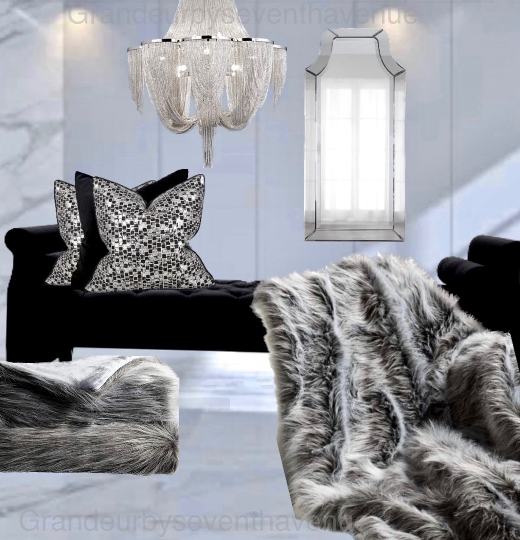 Grey Luxury Plush faux fur blanket